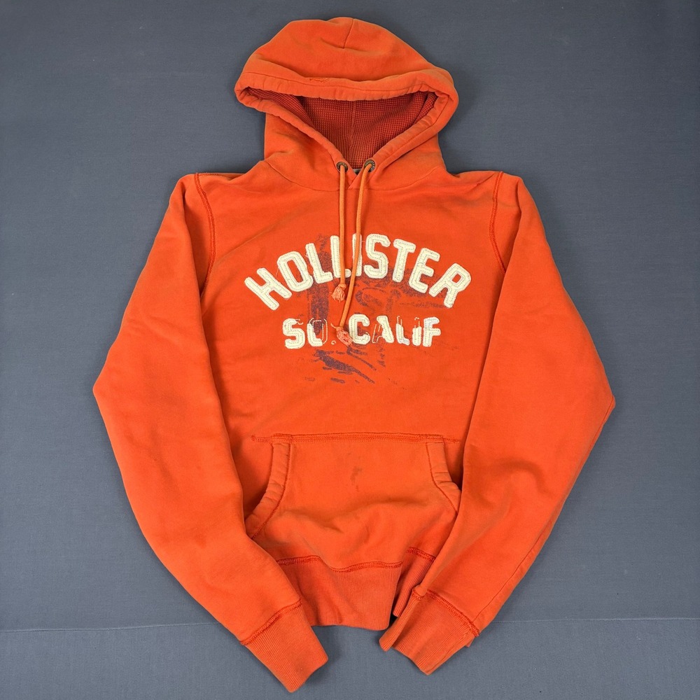 Vintage Hollister So Calif Orange Graphic Pullover Hoodie Men's Size XL